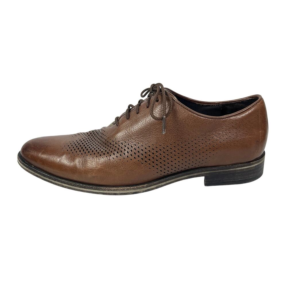 Cole Haan Washington Grand Laser Wingtip Men's Brown Leather Oxford Shoes 10.5